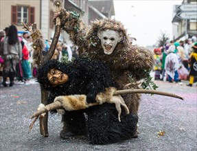 Witches couple at 38. Motteri-Fasnachtsumzug parade in Malters