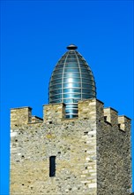 Tower with glass dome designed by Mario Botta