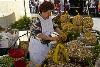 Mussel seller at central market