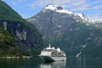 Cruise ship Silver Whisper in the Geirangerfjord