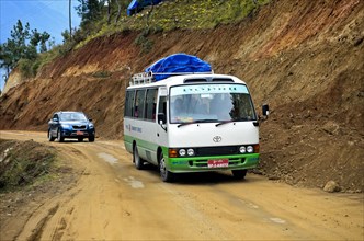 Local bus transportation on the Thimphu Punakha Highway