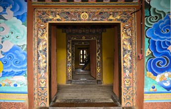 Access to the sanctuary of the Punakha Dzong monastery fortress