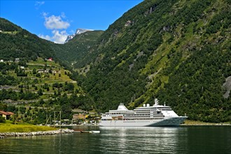 Cruise ship MS Silver Whisper in the Geirangerfjord