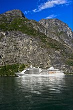 Cruise ship MS Sliver Whisper in Geirangerfjord in Geiranger