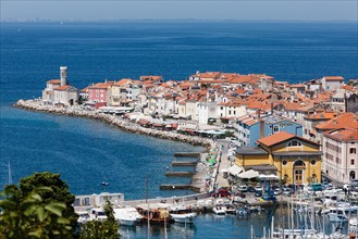 Cityscape with lighthouse