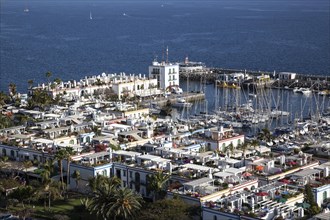 View from the Mirador towards Puerto de Mogan with the marina