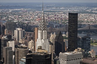 View from the Empire State Building on the skyscrapers of midtown Manhattan with Chrysler Building