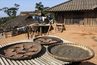 Grain flatbread drying in the sun