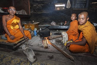 Buddhist monk with apprentices