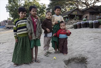 Children in a village on the Irrawaddy or Ayeyarwaddy