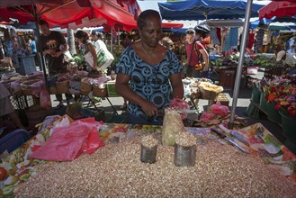 Local woman selling grated breadfruit