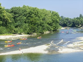 Kayaks on Ardeche river