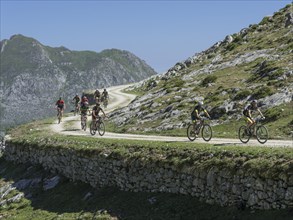 Mountain bikers in the Picos de Europa Mountains