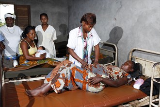 Pregnant woman being examined by a doctor
