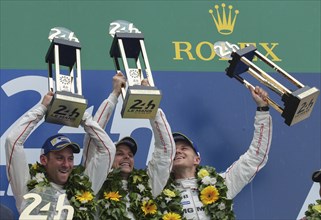 The drivers of the first-placed Porsche 919 Hybrid