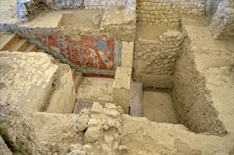 Dug out area with wall paintings