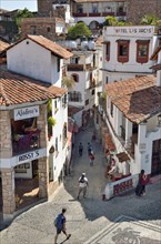 View from the town hall into the narrow streets of Taxco de Alarcon