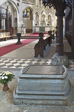 Tomb of Martin Luther below the pulpit in the Castle Church