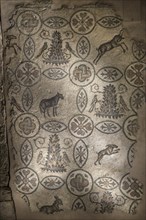 Mosaic floor with animal symbolism