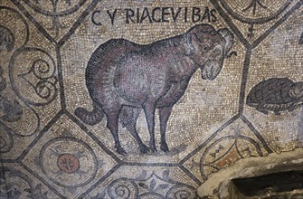 Early Christian mosaic floor with animal symbolism
