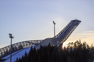 Ski jump Holmenkollbakken in back light