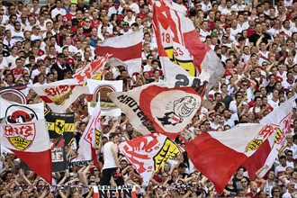 Fan block VfB Stuttgart with flags