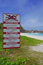 Sign with warning in several languages