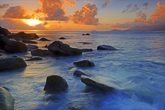 Colourful sunset at Anse Soleil