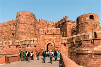 People in front of the Amar Singh Gate