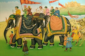 Wall painting with elephants