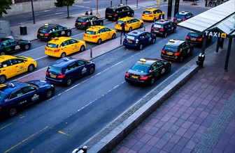 Taxis waiting in front of the Central Station in Stockholm