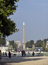 View from the Jardin des Tuileries on the Obelisk of Luxor and the Arc de Triomphe
