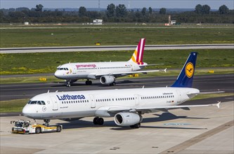 Lufthansa Airbus A321 and German Wings Airbus A320 on taxiways