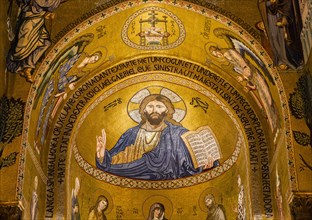 Byzantine mosaic of Christ Pantocrator in the apse of Cappella Palatina