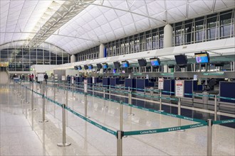 Empty departures area at Hong Kong International Airport