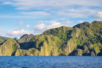 Karst landscape on Coron Island in the late afternoon light
