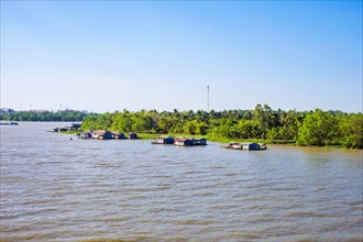 Floating villages on the Hau River or Bassac River