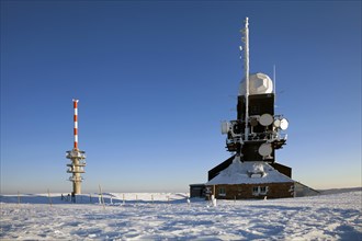 Weather Station with Friedrich-Luise Tower and Tower of the Sudwestrundfunk in winter