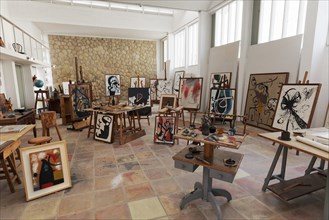 Studio with paintings by Joan Miro
