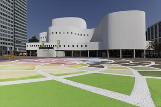 Theatre and Gustaf-Grundgens-Platz with street art mosaic