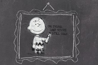 Cartoon character Charlie Brown with funny saying