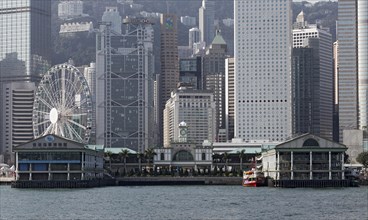 Skyline with Central Pier and Hong Kong Observation Wheel
