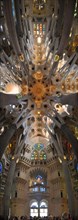 180 degree vertical panorama in the Sagrada Familia