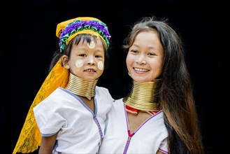 Kayan hill tribe mother and daughter