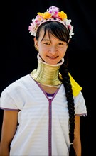 Portrait of a young Kayan hill tribe woman