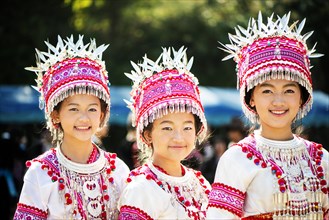 Traditionally dressed Hmong women at their New Year festival
