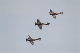 Three Supermarine Spitfire aircraft from the Royal Air Force
