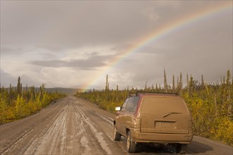 Filthy car on the Dempster Highway
