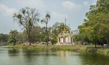 Small temple by lake