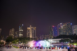 People watching light show